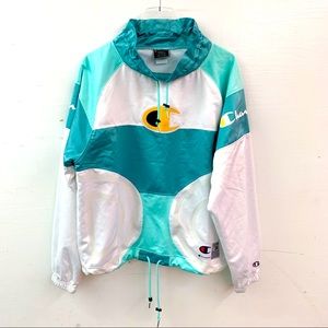 Champion Satin Windbreaker Logo Pullover Size S